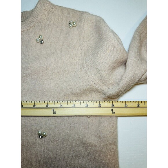 Who What Wear Wool Blend Light Pink Embellished Pearls Jeweled Sweater MEDIUM - Picture 11 of 12
